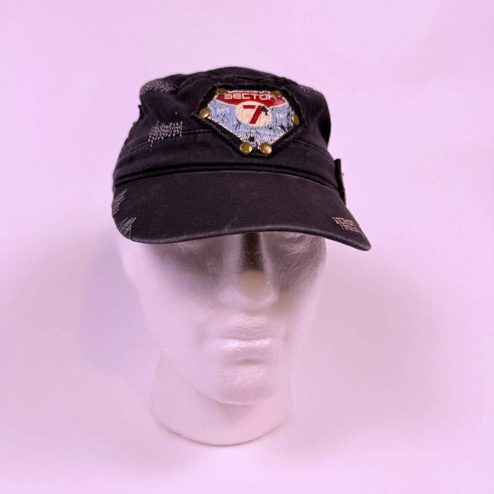 Y2K Transformers Universal Studios Sector 7 Cadet Hat Mens OSFM Black Distressed